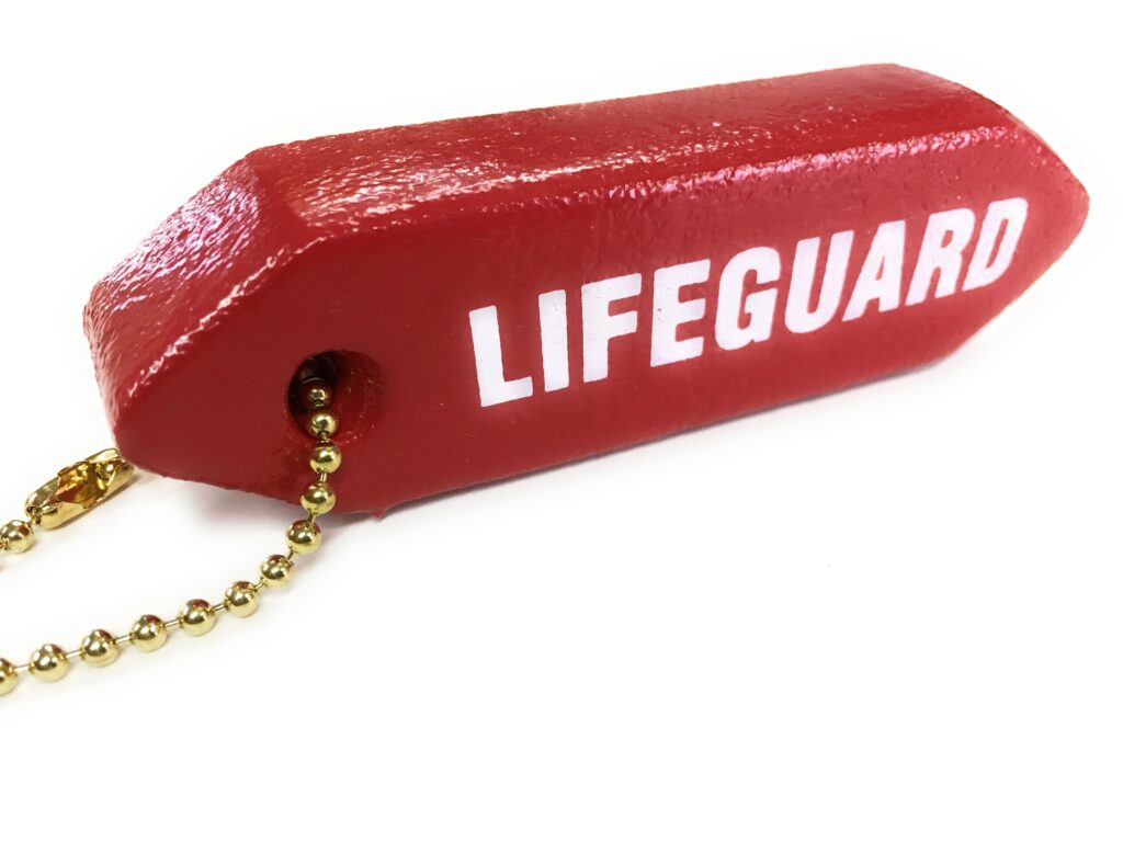 レスキューチューブキーホルダー(赤・LIFEGUARD表記)